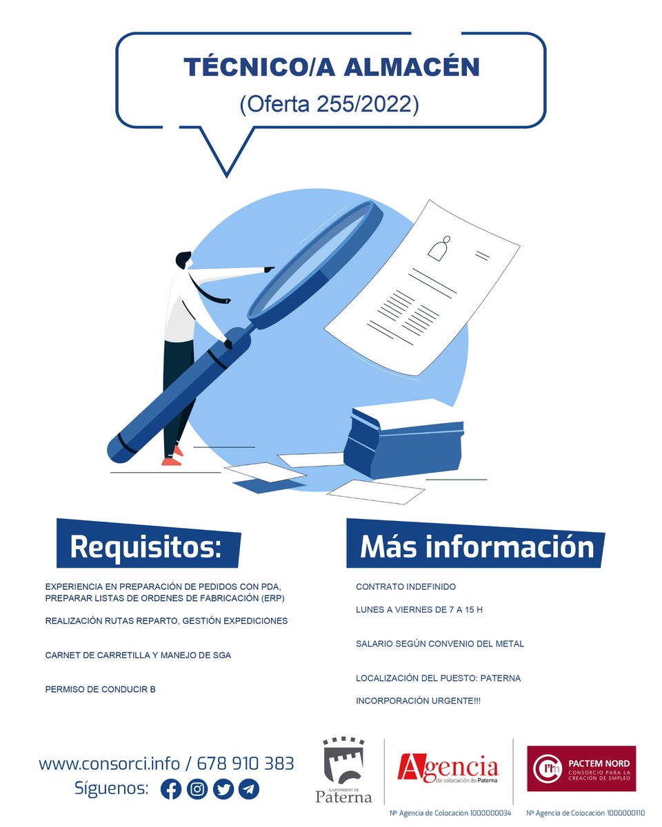 acopat's tweet photo. #OFERTA #EMPLEO #AGENCIADECOLOCACIÓN #PACTEMNORD
➡️ TÉCNICO/A ALMACÉN ⬅️
Más información:
678 910 383
https://t.co/5wWjDYUBNw https://t.co/Jj5j2BLnU4
