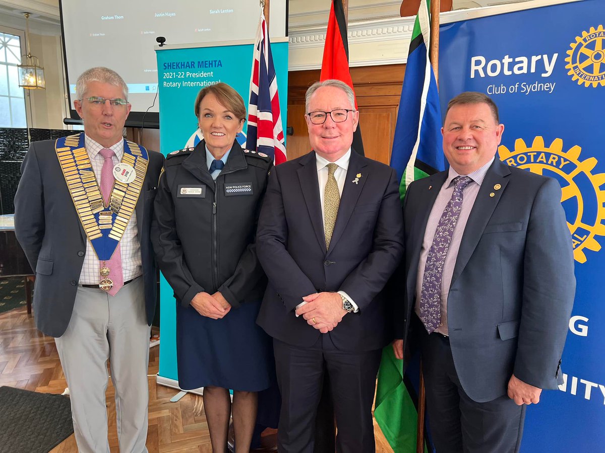 Congratulations to <a href="/nswpolice/">NSW Police Force</a> Commissioner Karen Webb and <a href="/NswPcyc/">PCYC NSW</a> CEO Dominic Teackle on being awarded honorary membership of the #Rotary Club of Sydney. I look forward to working with you to serve our community. <a href="/Rotary/">Rotary International</a> #cumberlandpac #fairfieldpac #parramattapac #blacktownpac