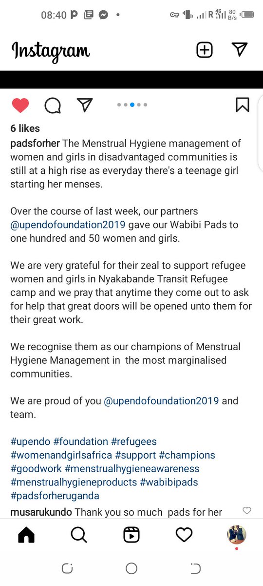 Upendo2019's tweet photo. Thank you pads for her also #men and #boys have to break the barrier of menstruation period challenges #upendoFoundation is there and will be the best to change the mentality of our fellow men. https://t.co/qet61DPQiL