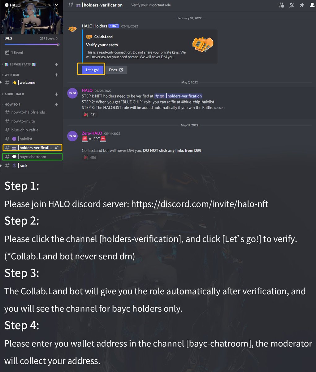 HALONFTOFFICIAL's tweet photo. 🔥𝐁𝐋𝐔𝐄-𝐂𝐇𝐈𝐏 𝐑𝐀𝐅𝐅𝐋𝐄🔥

For @BoredApeYC, holders can enter our discord https://t.co/4xMNzFzD9K to verify your NFT and get the HALOLIST.

#NFT #BoredApeYachtClub #NFTArt #NFTCommunity https://t.co/LKHQG9cYXI