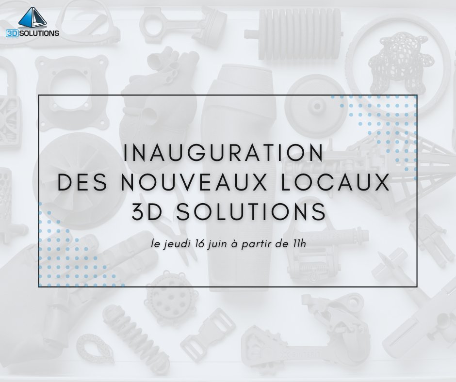 🎉Inauguration des locaux 3D Solutions

📅jeudi 16 juin 2022
🕙à partir de 11h
🗺️au 12 rue Jean Bart 78690 Voisins le Bretonneux

Cet événement sera suivi d'un cocktail déjeunatoire. 

Confirmez votre présence à l'adresse
marketing@3dsolutions.fr en indiquant vos coordonnées.