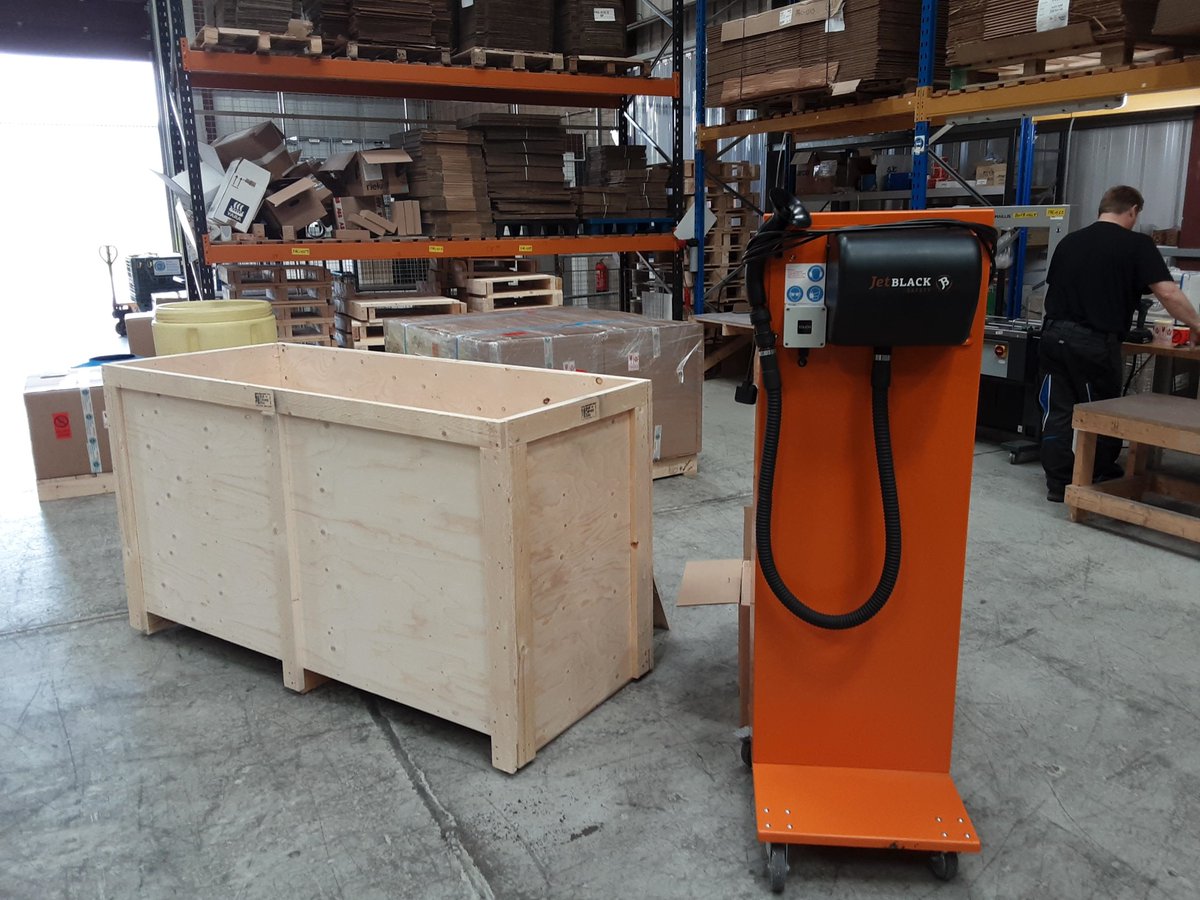 JetBlackSafety's tweet photo. Our #JetBlackSafety Cleaning Station display is travelling all the way to South America so that our  distributor #amamontajes can use it on their stand at the mining and energy show, EXPONOR CHILE https://t.co/MJimQ5qENS
