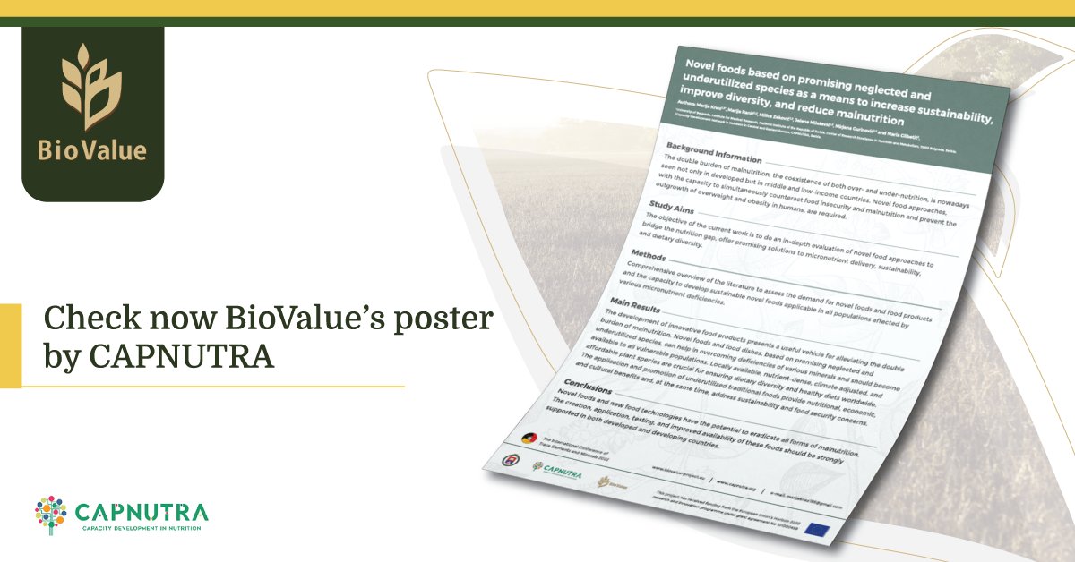 BiovalueProject's tweet photo. 🔊 The @BiovalueProject will attend the #ICTEM 2022: International #Conference of Trace Elements and Minerals❗️#CAPNUTRA will present their #poster.
🟢 Find more under: https://t.co/QsnSuAVMYj

#EU_H2020 #biodiversity #underutilizedcrops #fork2farm #dissemination #communication https://t.co/1M3bwikt3X