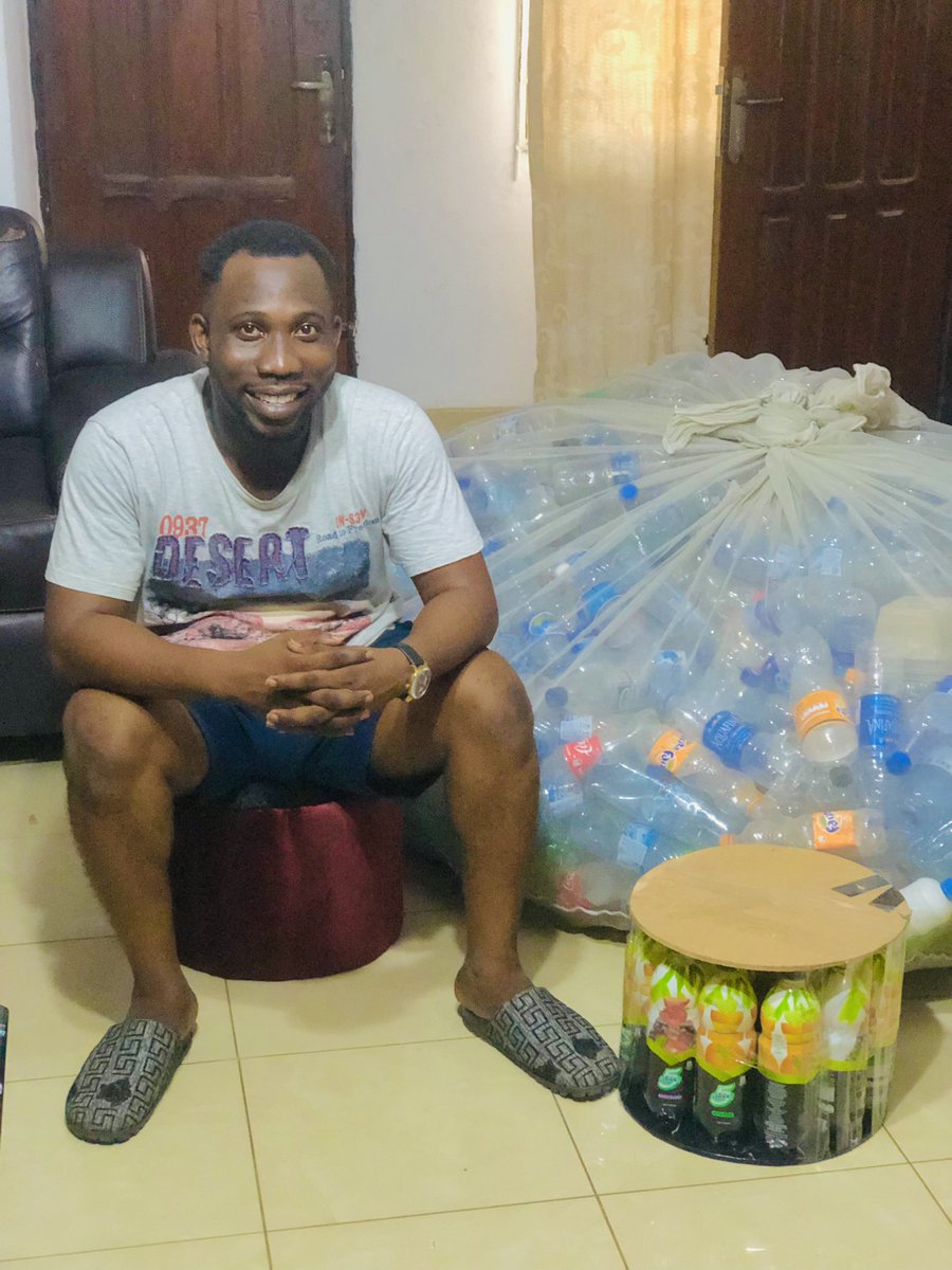 israel_light22's tweet photo. Considering the danger #plastic #waste poses to the Environment,plastics generated from my house does not end up at the dumpsite or any drainage system. I #upcycle and #Recycle all.♻️♻️💚. Spot my @5AliveNG plastic bottle❤️turned to an ottoman seat🥰. #MadefromNature #5aliveNG https://t.co/Cdf1mF3yL9