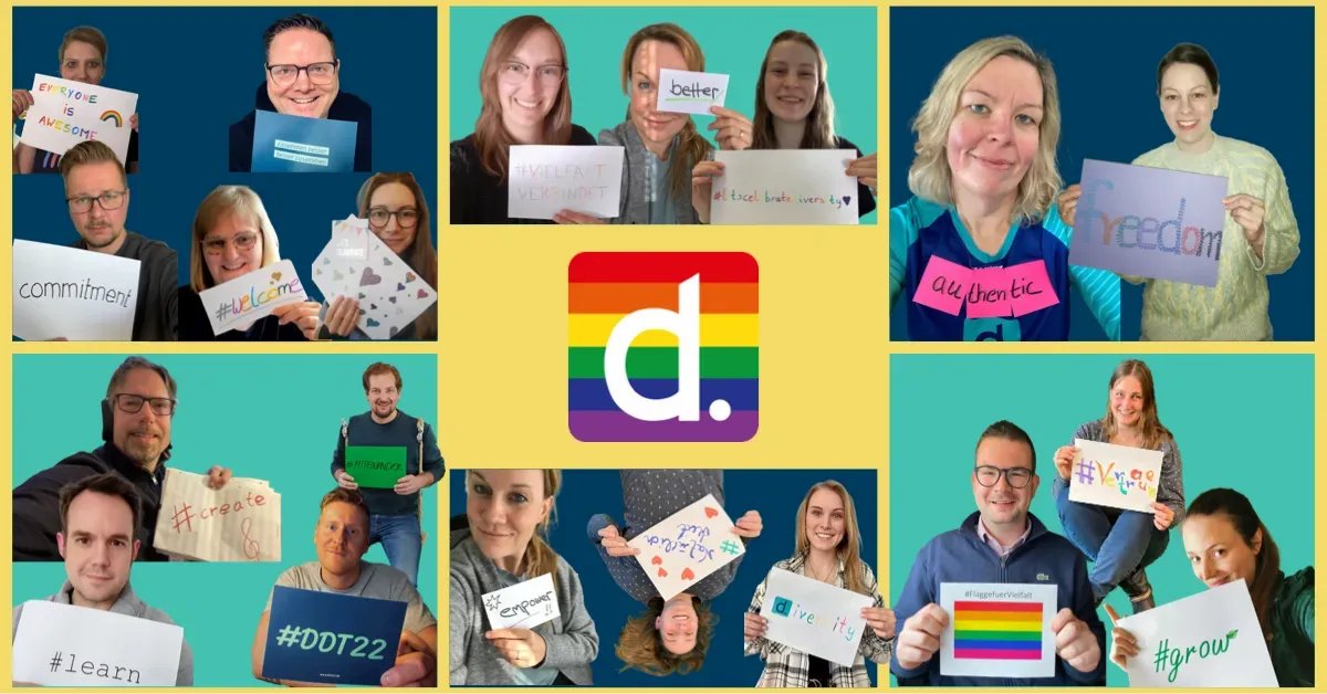 Let’s celebrate Diversity !! 

Zusammen mit @ChartaVielfalt wollen wir die Anerkennung, Wertschätzung und Einbeziehung von Diversity in der Arbeitswelt vorantreiben.

#FlaggefuerVielfalt #letscelebratediversity #DDT22 #zusammenbesser #d.iversity #Vielfaltverbindet