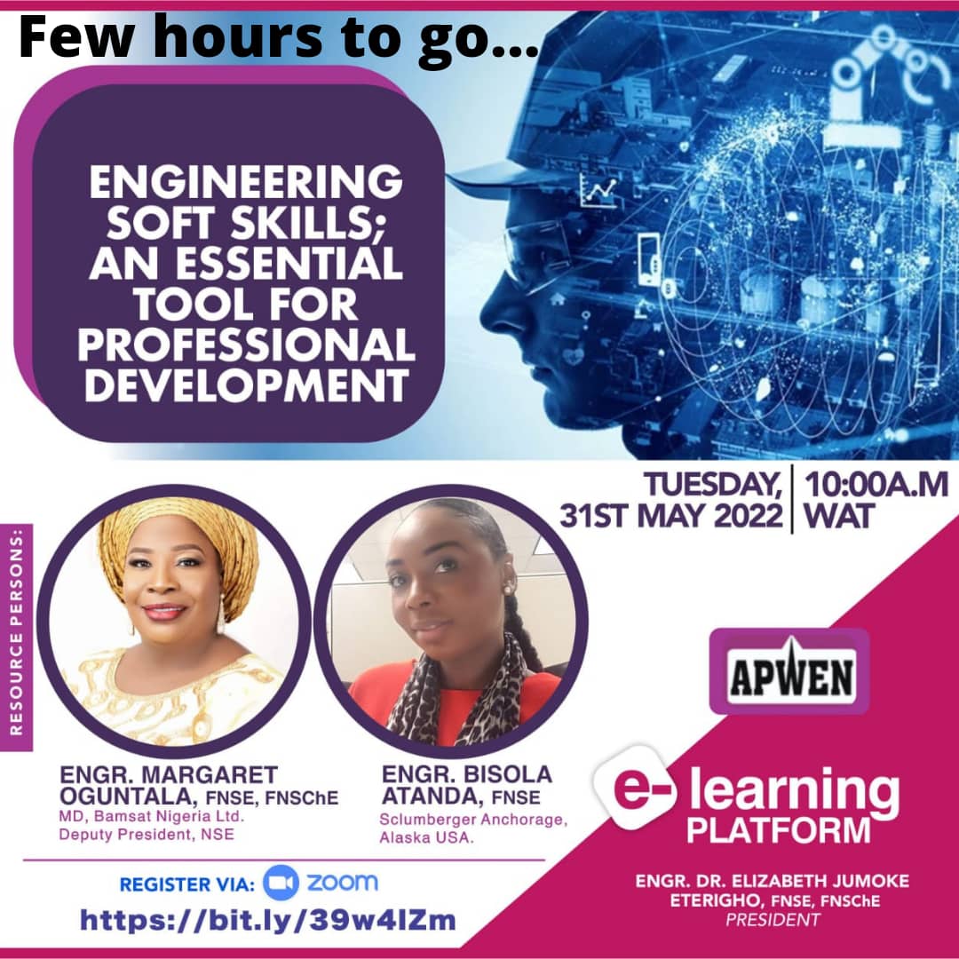 Are you an Engineer or a business owner? 

Then don't miss out on this program themed:  *Engineering Soft Skills- An Essential tool for Professional Development* 

 *Kindly click on the link below to Register* 
bit.ly/39w4lZm