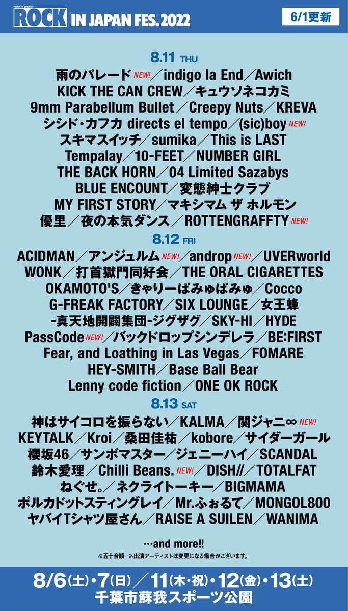 androp_official's tweet photo. ROCK IN JAPAN FESTIVAL 2022
androp出演決定！！

千葉市蘇我スポーツ公園にて開催されるROCK IN JAPAN FESTIVAL 2022にandropの出演が決定しました！
＊andropは8/12の出演になります

https://t.co/rslRuuDg2J

#androp 
#ロッキン
#RIJF2022 https://t.co/Za6oGlp0yS