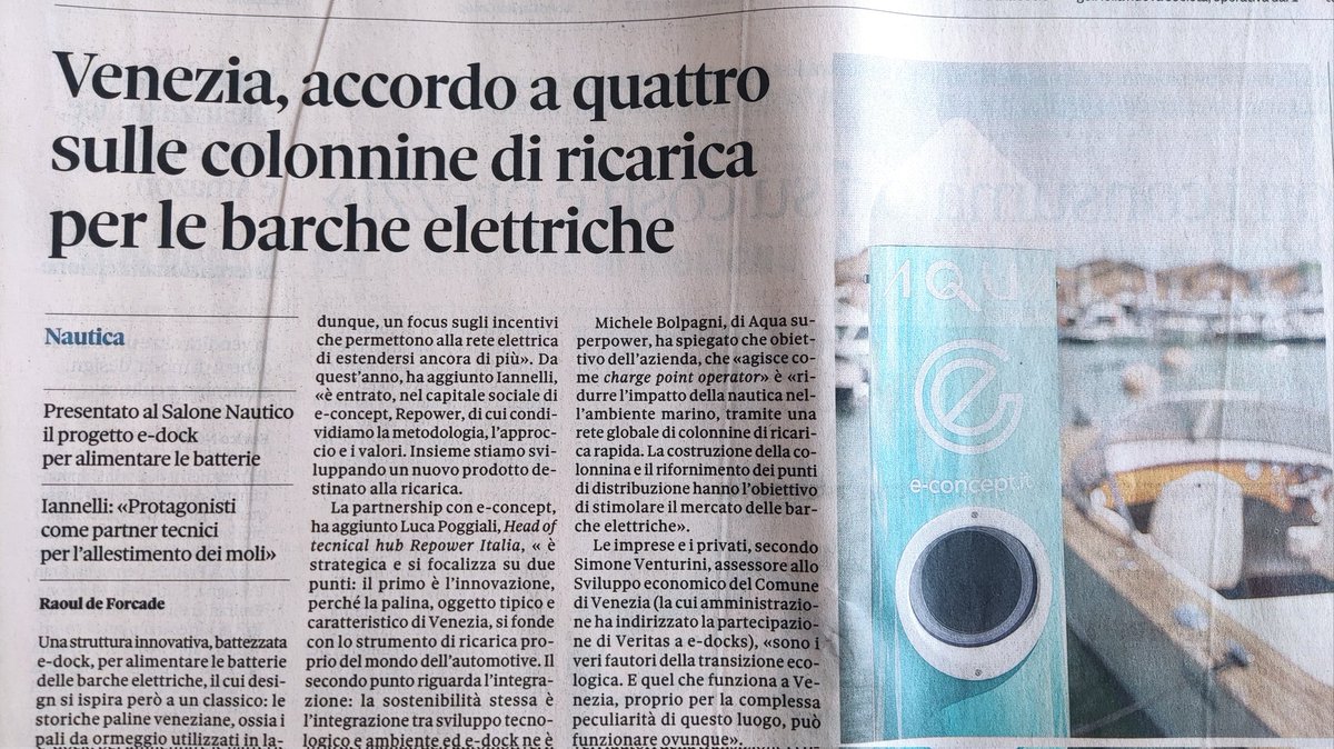 walteredicola's tweet photo. Utilizzare le paline della laguna come ricarica elettriche per le barche #edock  @SaloneVenezia https://t.co/YwkN1NuV8B