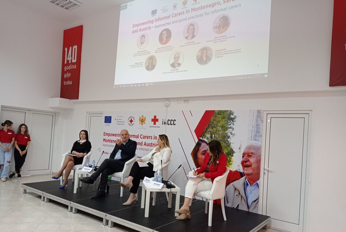RedCrossEU's tweet photo. We are at the Conference “Empowering Informal Carers in Montenegro, Serbia and Austria: Approaches and good practices for informal cares”. Ready to learn more about the work of #RedCross supporting people in need of care and informal carers.
➡️https://t.co/29bNPKA9V7 https://t.co/QRsRSm5F5n