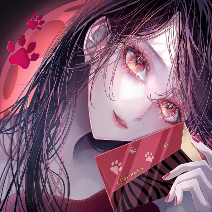 colorkeyの十色アイシャドウパレットをイメージしたイラストを描かせて頂きましたアイシャドウ、チーク、ハイライトと使えるマルチパレットですしっとり柔らかい粉質で粉飛びせず色持ちします#colorkey #colorkeyの肉球に癒され #ツヨ甘メイク #PR 