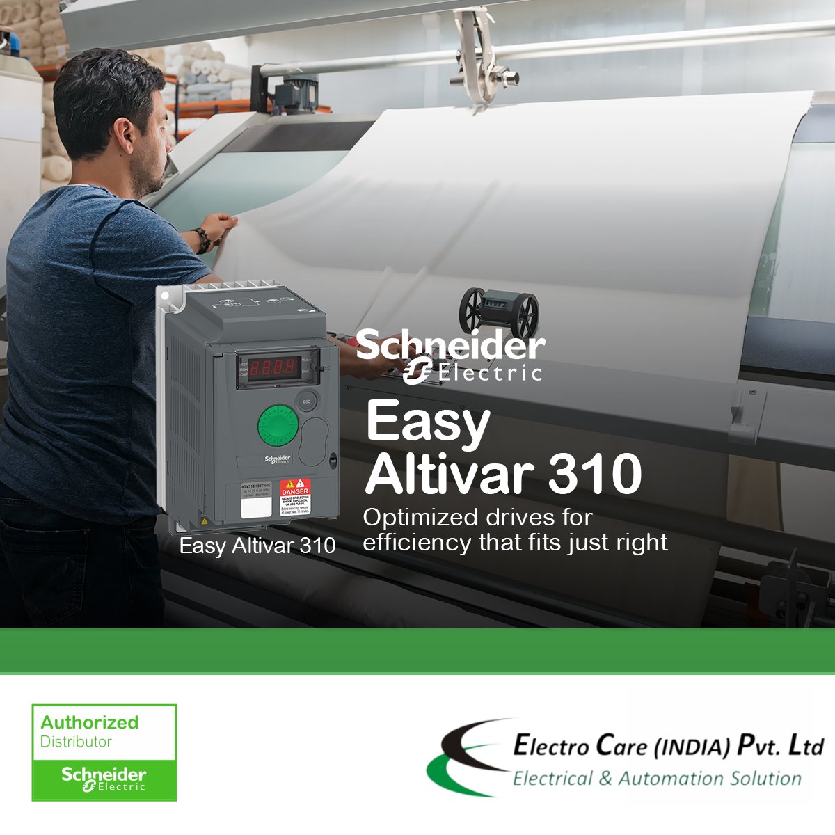 ElectroCare5's tweet image. The Easy Altivar 310 variable speed drive is a frequency inverter for three-phase 380…460. In partnership with Schneider Electric 
For More Detail Call On 9594940061 / 02269691200 - 225Email : bd@elecare.in 
#schneiderelectric #partnership #Elecare #channelpartners #Electrical