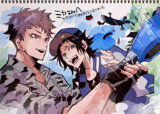 ミカ🎤さんへ(@w3wmvm_MTC)2⃣に料理を教える🐦を描かせていただきました!ソルジャーの森の恵み炒めです🍳ありがとうございました🥰 