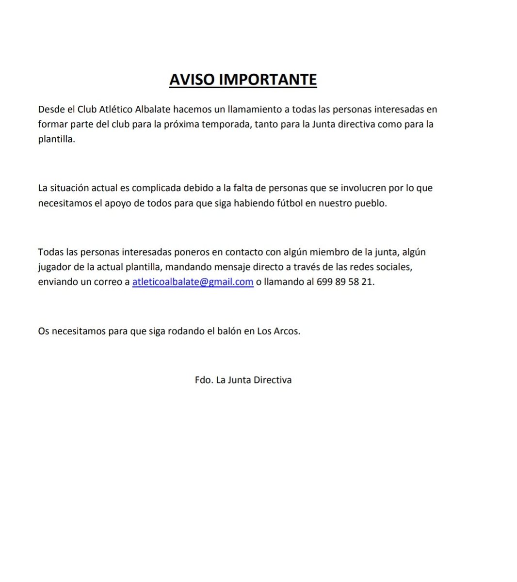 ATLETICO ALBALATE tweet media