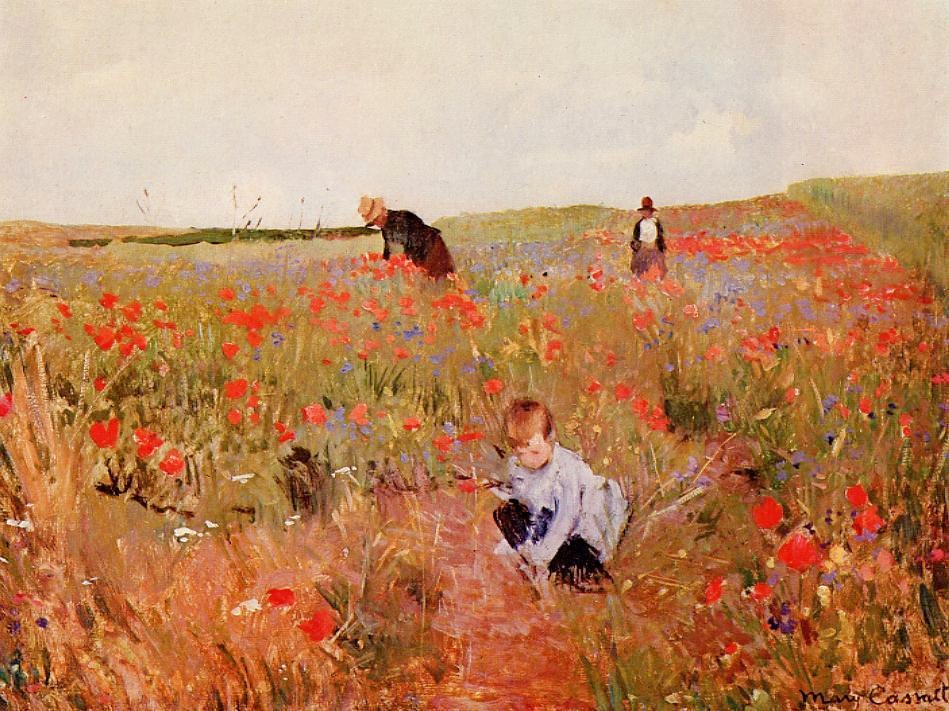 Red poppies, c.1880 by US Impressionist Mary Cassatt #WomensArt
