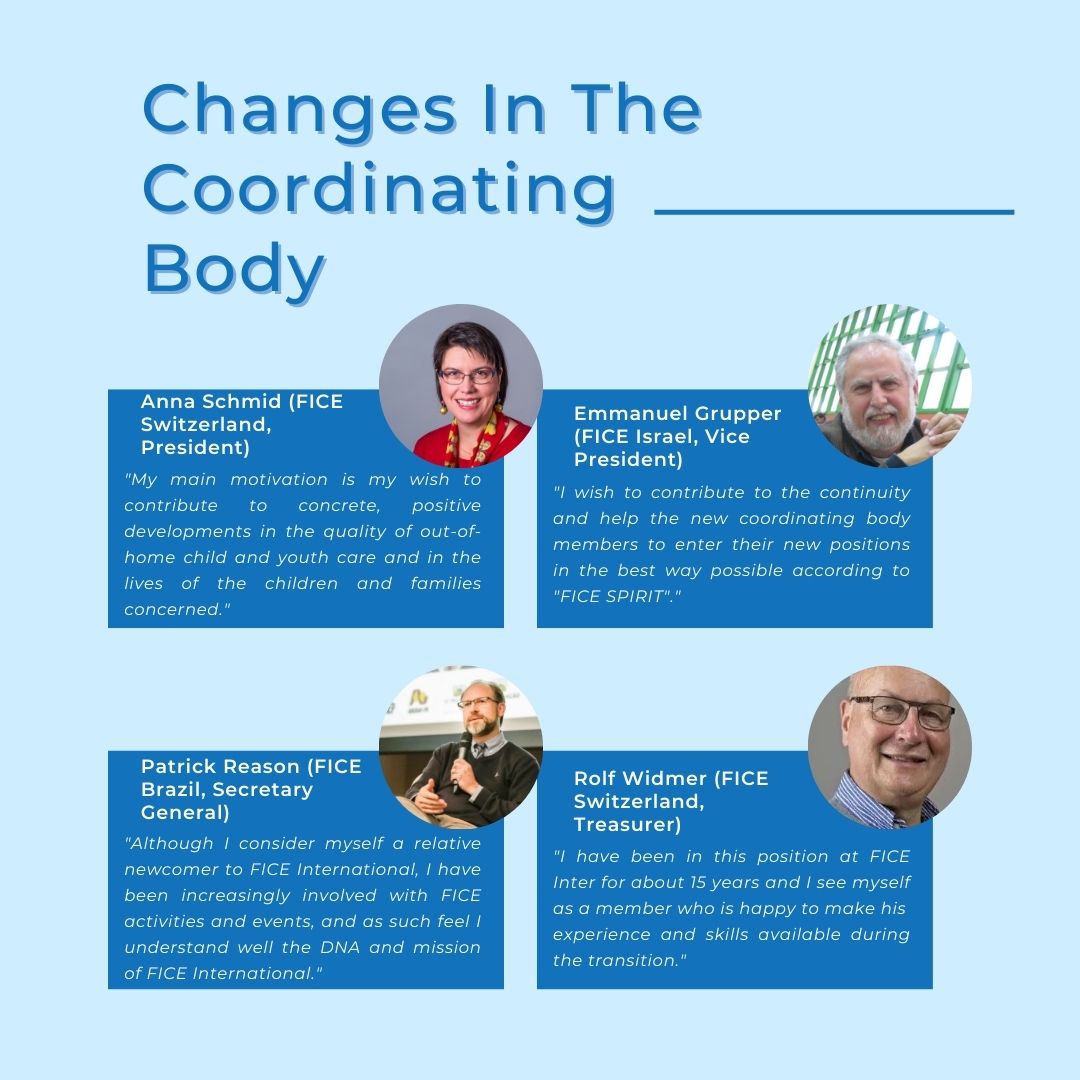 On the 17th of May 2022 FICE International held its General Assembly during the latest Live Forum. We warmly welcome the new as well as the returning members of the Coordinating Body and wish them a successful time ahead.