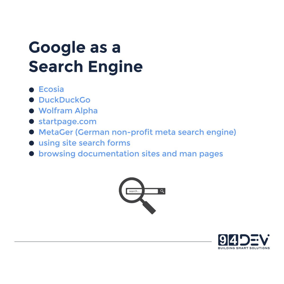 94dev1's tweet photo. Google Alternatives ⚡

#google #instagram #facebook #seo #android #digitalmarketing #youtube #marketing #technology #googlepixel #instagood #apple #tech #love #pixel #india #socialmedia #business #samsung #photography #follow #like #twitter #googleads #94DEV https://t.co/ENksicNgXg