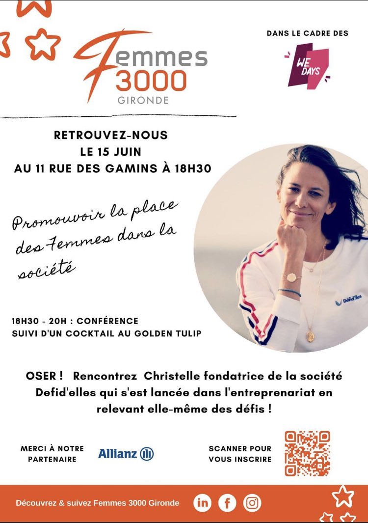 Les WE Days nouvelle édition, ce sera avec @defi_delles  ! 🌟

#entrepreneuriat #femme #wedays #evenements 

helloasso.com/associations/f…