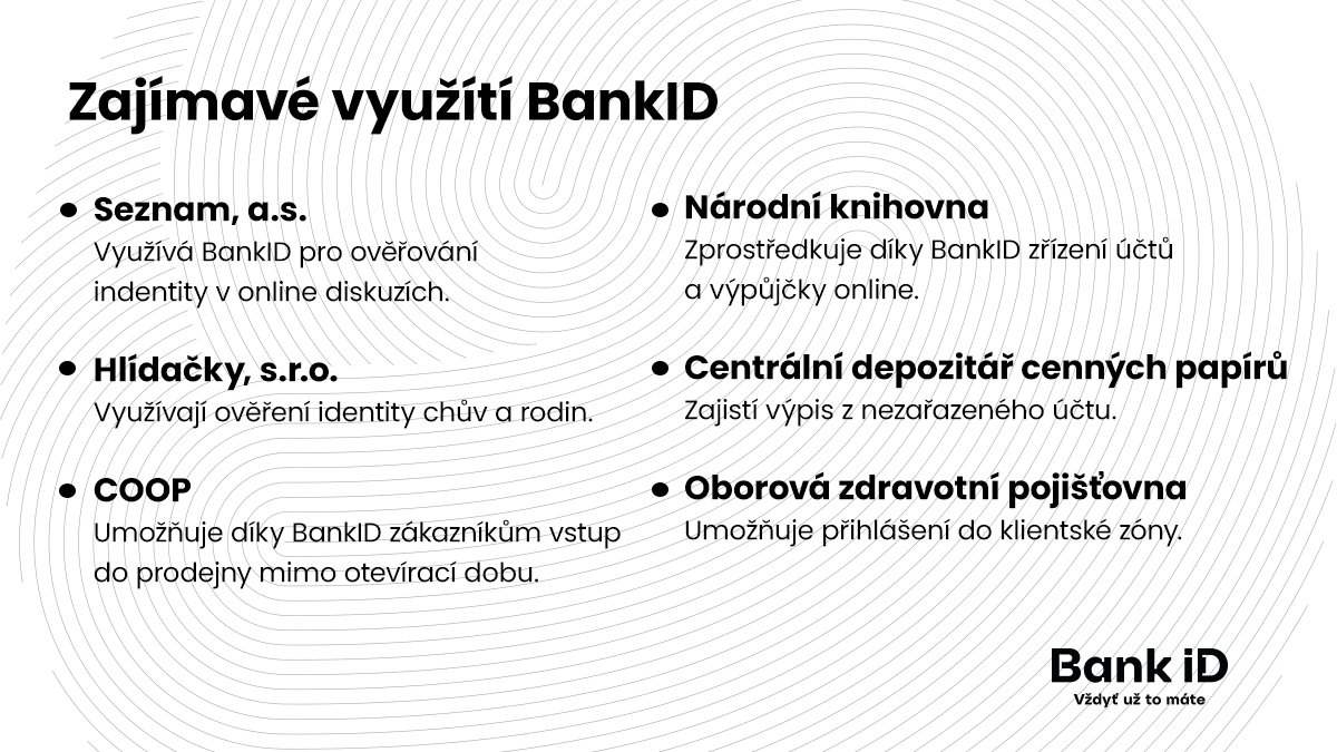 Bank iD (@bankidcesko) on Twitter photo Kde všude s #digitálníobčanka #BankID potkáte? Třeba při registraci do <a href="/narodniknihovna/">Národní knihovna ČR</a>, při nočním nákupu v prodejně COOP ve Strakonicích, přihlášením do klientské zóny <a href="/pojistovnaOZP/">Zdravotní pojišťovna OZP (207)</a> či identifikací v diskusi na <a href="/seznam_cz/">Seznam.cz</a>. Firem je zapojených už 100 a další přibývají! Kde všude s #digitálníobčanka #BankID potkáte? Třeba při registraci do <a href="/narodniknihovna/">Národní knihovna ČR</a>, při nočním nákupu v prodejně COOP ve Strakonicích, přihlášením do klientské zóny <a href="/pojistovnaOZP/">Zdravotní pojišťovna OZP (207)</a> či identifikací v diskusi na <a href="/seznam_cz/">Seznam.cz</a>. Firem je zapojených už 100 a další přibývají!