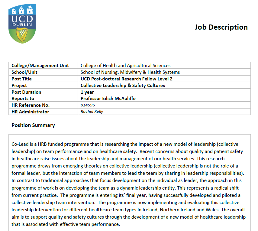 LisaRogers93's tweet photo. 📢Open now for applications📢 We are recruiting for a 1-year Post-Doc and 1-year Research Assistant to work on the @coleadproject implementing and evaluating #collectiveleadership with healthcare teams in Ireland, NI and Wales. See https://t.co/BokvUMXaau for info #jobfairy https://t.co/coAcfkAuO4