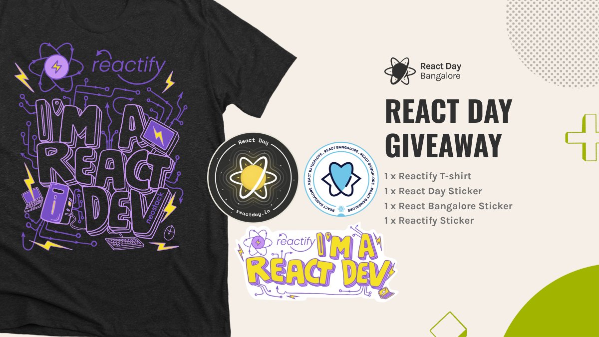 ReactDayIn's tweet image. Last year we gave away 400 React Day T-shirts. This year we are giving away 1600 Reactify T-shirts 🎉
Your chance of winning swag is 4x this year.

Join us to learn from amazing speakers and connect with other developers.
As a bonus, win some cool swag.
reactday.in/register