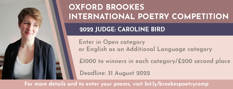 brookespoetry's tweet photo. Our International Poetry Competition is now open for entries, and we're so pleased to say that our judge for this year is @CarolineBirdUK! Two categories: Open and EAL, with £1000 to winners of each. To enter, visit https://t.co/xWe8ITgfbH https://t.co/RczZBwe9gd