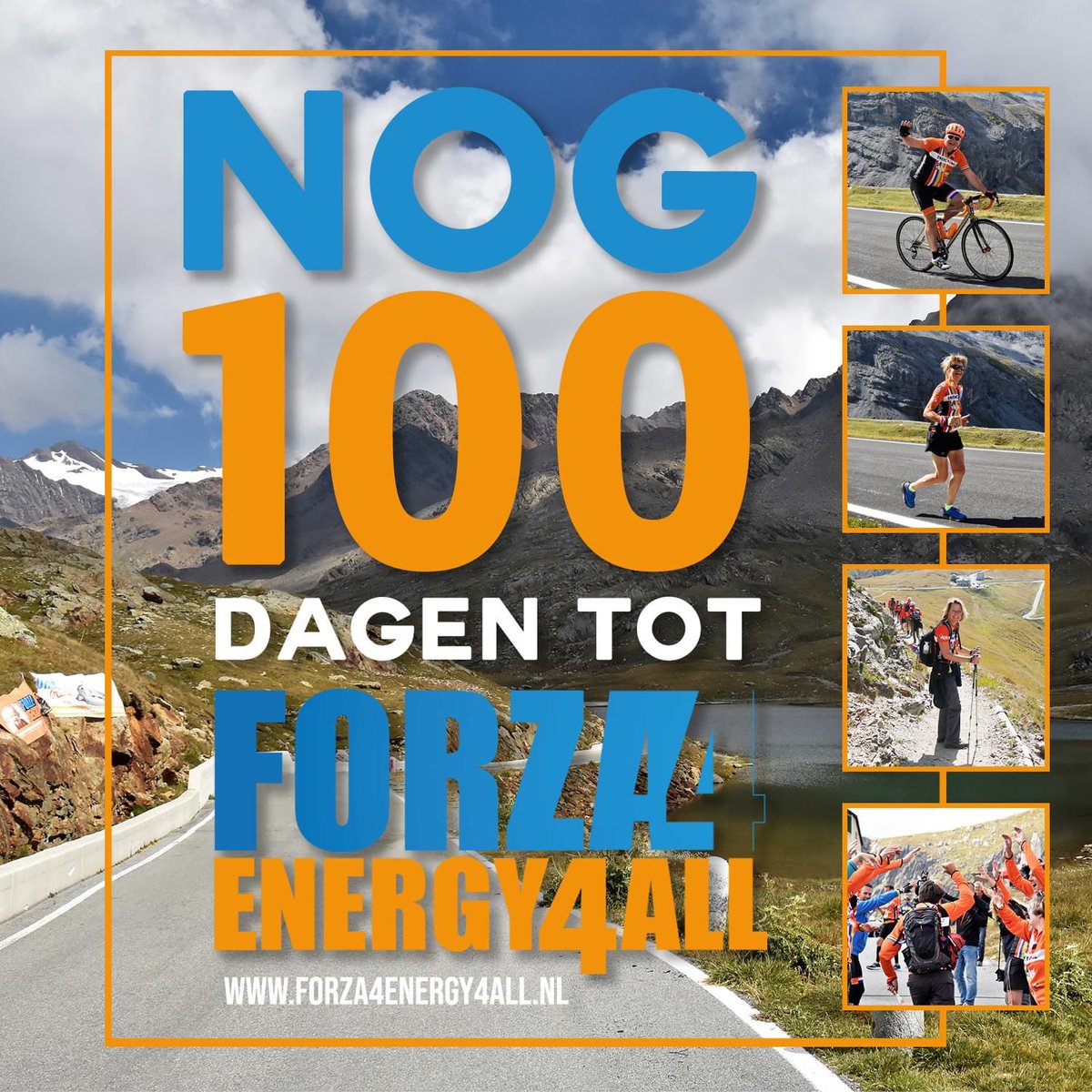 Nog 100 dagen tot FORZA4ENERGY4ALL 
Onze deelnemers beklimmen op de fiets, hardlopend en/of wandelend de machtige bergen #Gavia, #Mortirolo en #Stelvio. Ze geven al hun energie voor kinderen en volwassenen met een energiestofwisselingsziekte. 
forza4energy4all.nl/deelnemers2022