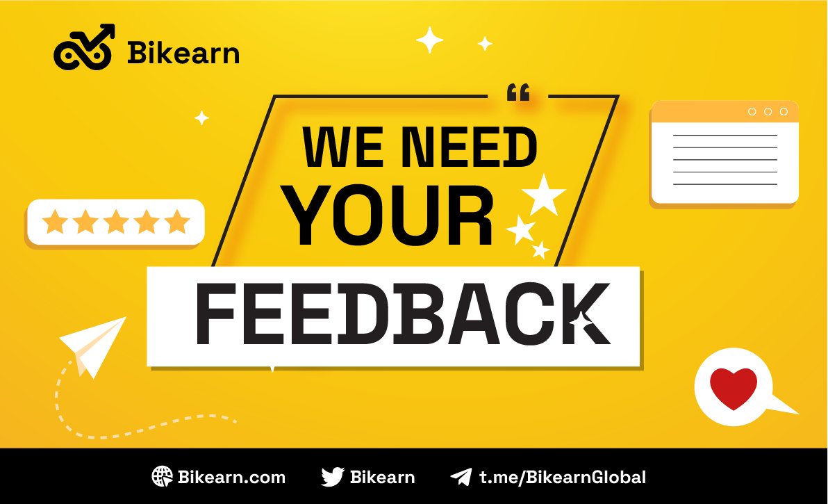 📒 FEEDBACK FORM FOR #BIKEARN BETA VERSION

To be careful not to miss out on feedback, we've created a form below for users to fill out👇

📌 Link: forms.gle/HePTo64iZerRrB…

Let's build a quality app with us! 🤝