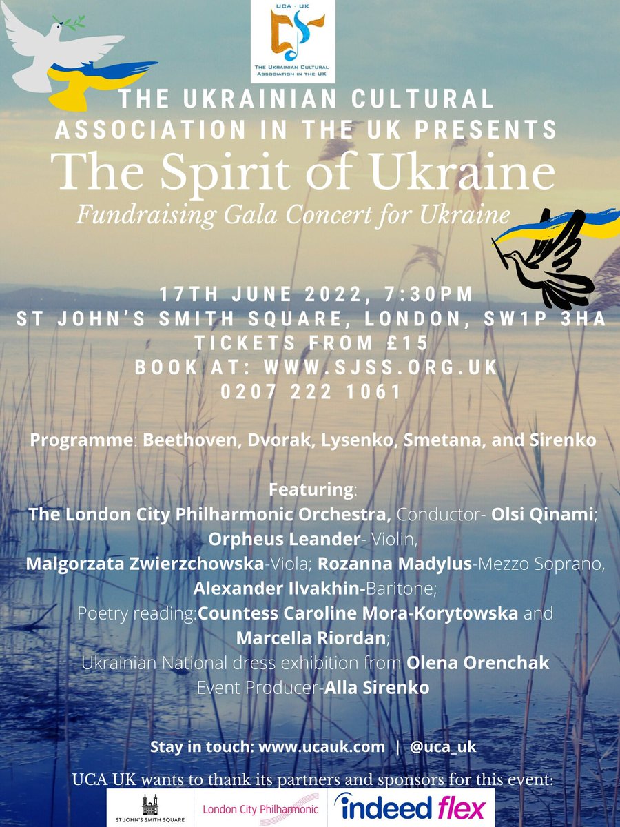 Fundraising Gala Concert for Ukraine at @StJohnsSmithSq Friday 17 June. 
Beethoven Egmont Overture, Smetana Ma Vlast, arias from Verdi and Bizet, Lysenko Taras Bulba, Sirenko Ukrainian Fantasy. Conductor: <a href="/OlsiConductor/">Olsi Qinami</a> 

Tickets 
sjss.org.uk/events/ukraini…