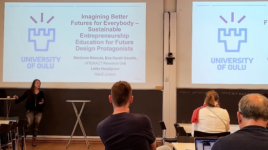 Live right now: <a href="/MarianneKinnula/">Marianne Kinnula</a> discussing sustainable #entrepreneurshipeducation for future #designprotagonists <a href="/MakeEd_EU/">FabLearn Europe / MakeEd</a> #fabmake2022