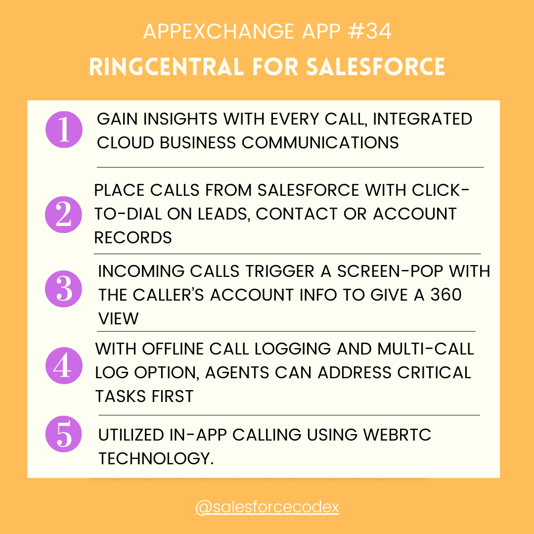 salesforcecodex's tweet photo. App Exchange App#34 Intro- RingCentral for Salesforce: Click-to-Call l Dialer l Telephony

#salesforce #salesforcedeveloper #salesforcedevelopers #salesforceohana #trailblazercommunity #trailblazer #trailblazers #appexchange #sharingknowledge #learningcontinues #salesforcecodex https://t.co/TNH0Nf4sNg