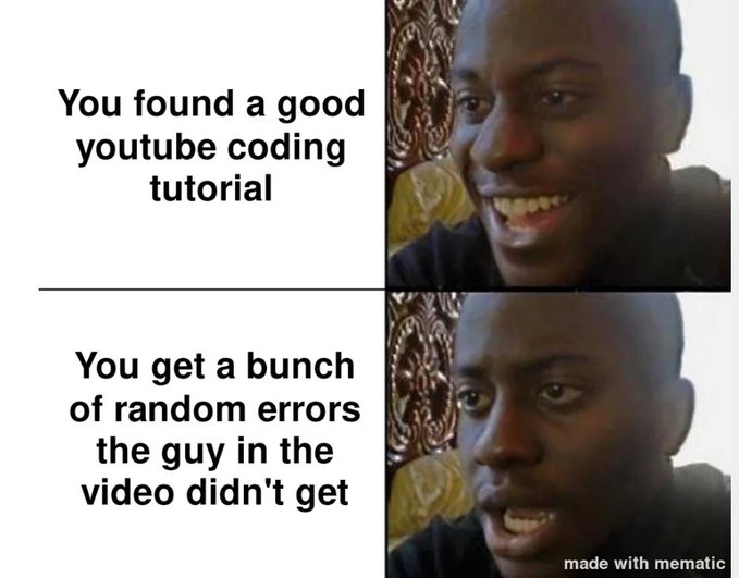 cthedeveloper's tweet image. And then you find the tutorial doesn't even have any GitHub repo for reference.😭😭😭 And you are just there stuck rewind and forwarding the video.