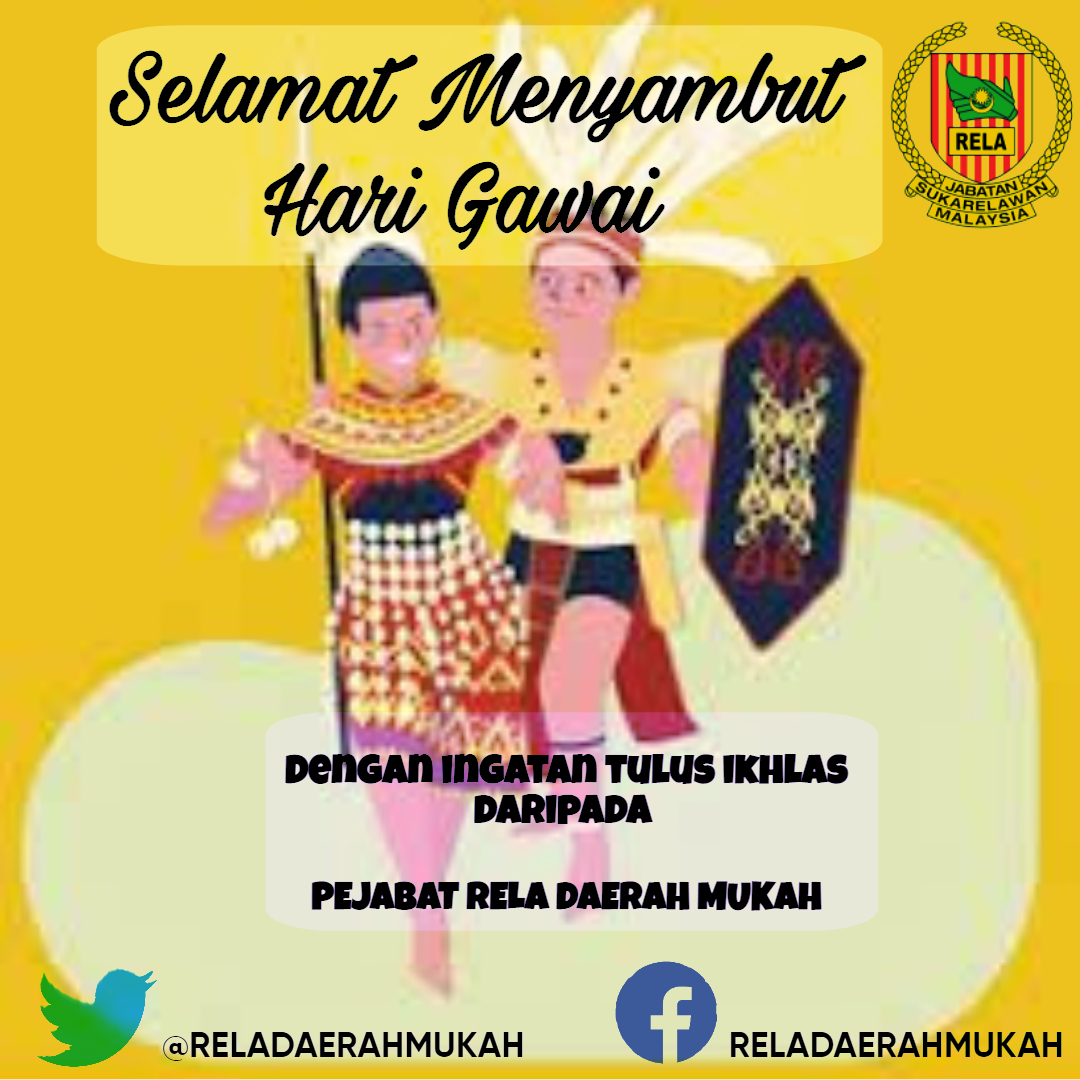 RELADAERAHMUKAH's tweet photo. SELAMAT MENYAMBUT HARI GAWAI.
GAYU GURU GERAI NYAMAI 2022
Ucapan sempena Hari Gawai oleh Pegawai dan kakitangan Pejabat RELA Daerah Mukah.

#relamukah
#relamukahnegerisarawak
#relamalaysia
#jubliemasrela
#SetiaBerbakti 
RELA Negeri Sarawak https://t.co/u91mw0CVPS