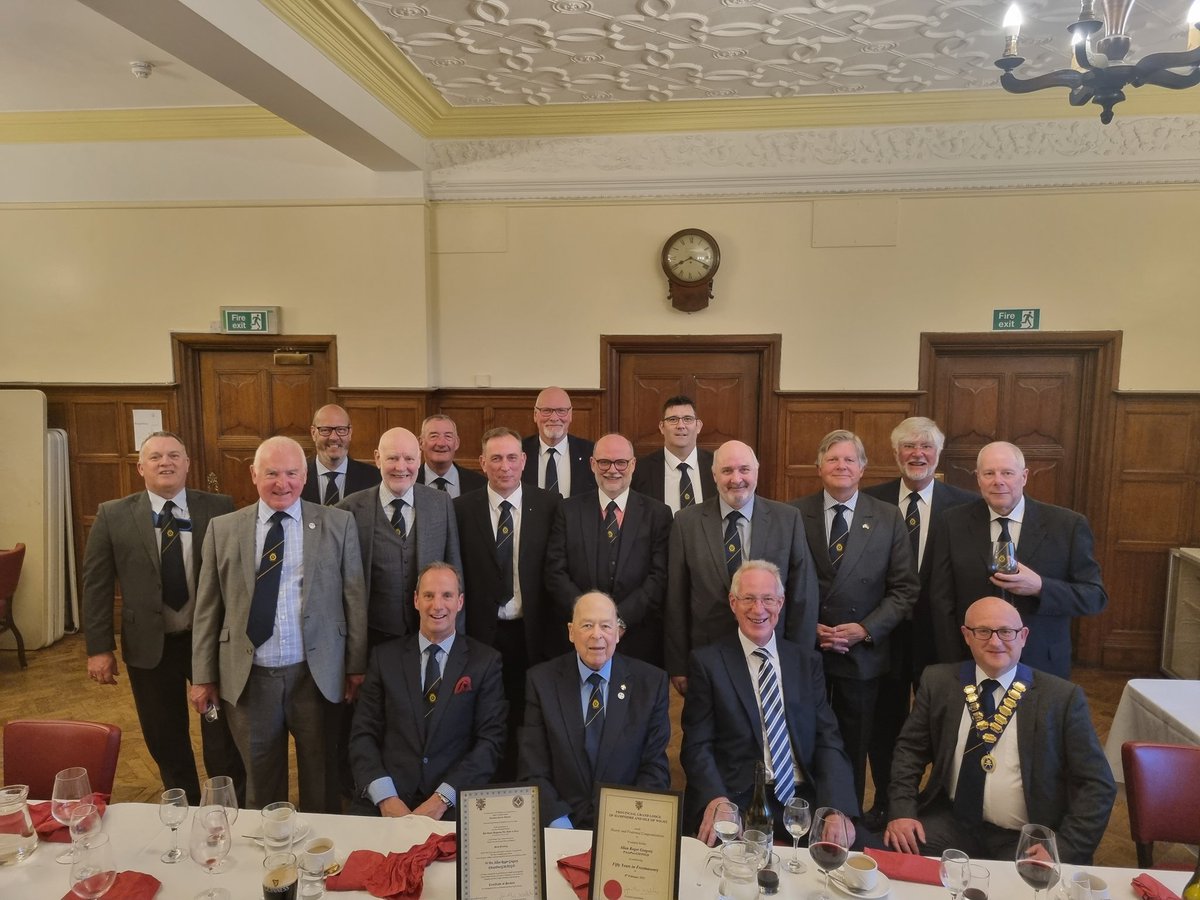 First meeting of the <a href="/HantsMason/">Hants & IoW Masons</a> Prov Dep GDC's Mess for more than 3 years, with our new Honorary Member who made a presentation of a 50 year award and also the PGM's Certificate of Service to Allan Gregory. A lovely evening.