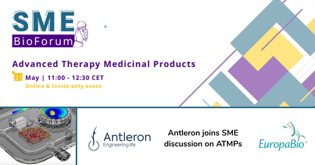 .<a href="/antleron/">Antleron</a> was invited to join today SME BioForum organized by <a href="/EuropaBio/">EuropaBio</a>. Focus : Advanced Therapy Medicinal Products (ATMP) in Europe &amp; how the #regulatory &amp; market access landscape influences their availability to the patients 👉 bit.ly/3a9brTG #cellandgenetherapy