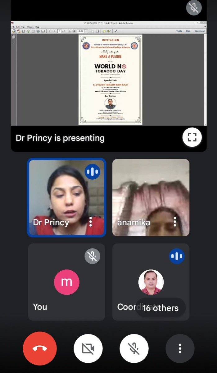 ManjuPa73114464's tweet photo. [World N🚫 Tobacco Day🚭]
Virtually Celebrated By NSS Cell,Guru Ghasidas Vishwavidyalaya Bilaspur (C.G)
@_NSSIndia @NSSGGVBILASPUR @NSSRDBhopal @NssrdB @askabir_ @chakrawal @manojsinha812 @YASMinistry @Anurag_Office @ramesh_gohe 
#Antitobaccoday#SayNoToTobacco https://t.co/yArGjBaLnC