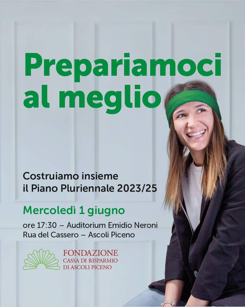 BottegaTerzoSettore (@bottega3settore) on Twitter photo Mercoledì 1 giugno, alle 17:30 all'Auditorium Emidio Neroni di Ascoli Piceno, <a href="/Fondazione_AP/">Fondazione Carisap</a> vi aspetta per la presentazione alla comunità della Procedura del Piano Pluriennale 2023/25:
Per iscriversi all'incontro basta una mail a: fondazionecarisap@fondazionecarisap.it Mercoledì 1 giugno, alle 17:30 all'Auditorium Emidio Neroni di Ascoli Piceno, <a href="/Fondazione_AP/">Fondazione Carisap</a> vi aspetta per la presentazione alla comunità della Procedura del Piano Pluriennale 2023/25:
Per iscriversi all'incontro basta una mail a: fondazionecarisap@fondazionecarisap.it