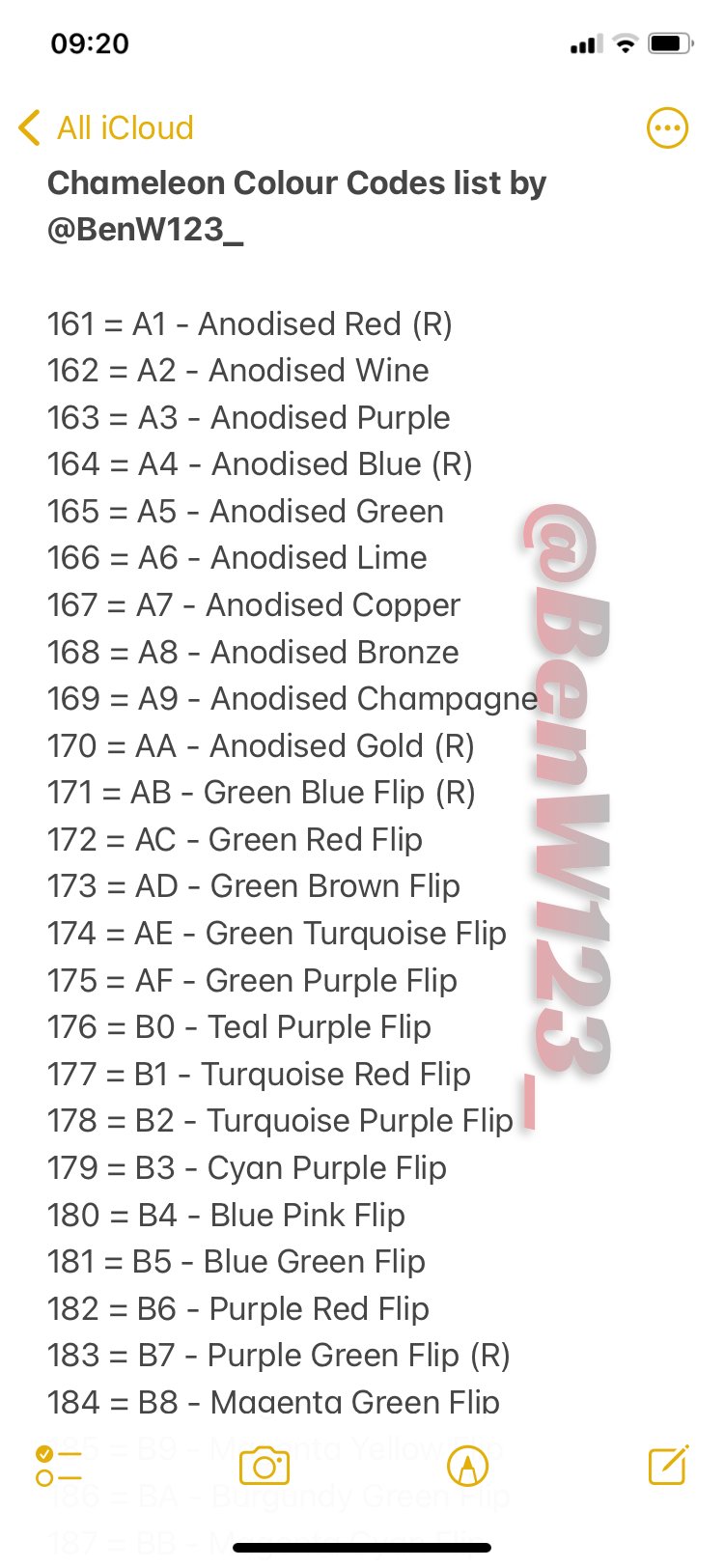B on Twitter: "**Updated Chameleon Colour Code List** Added the names of the colours as well to ...