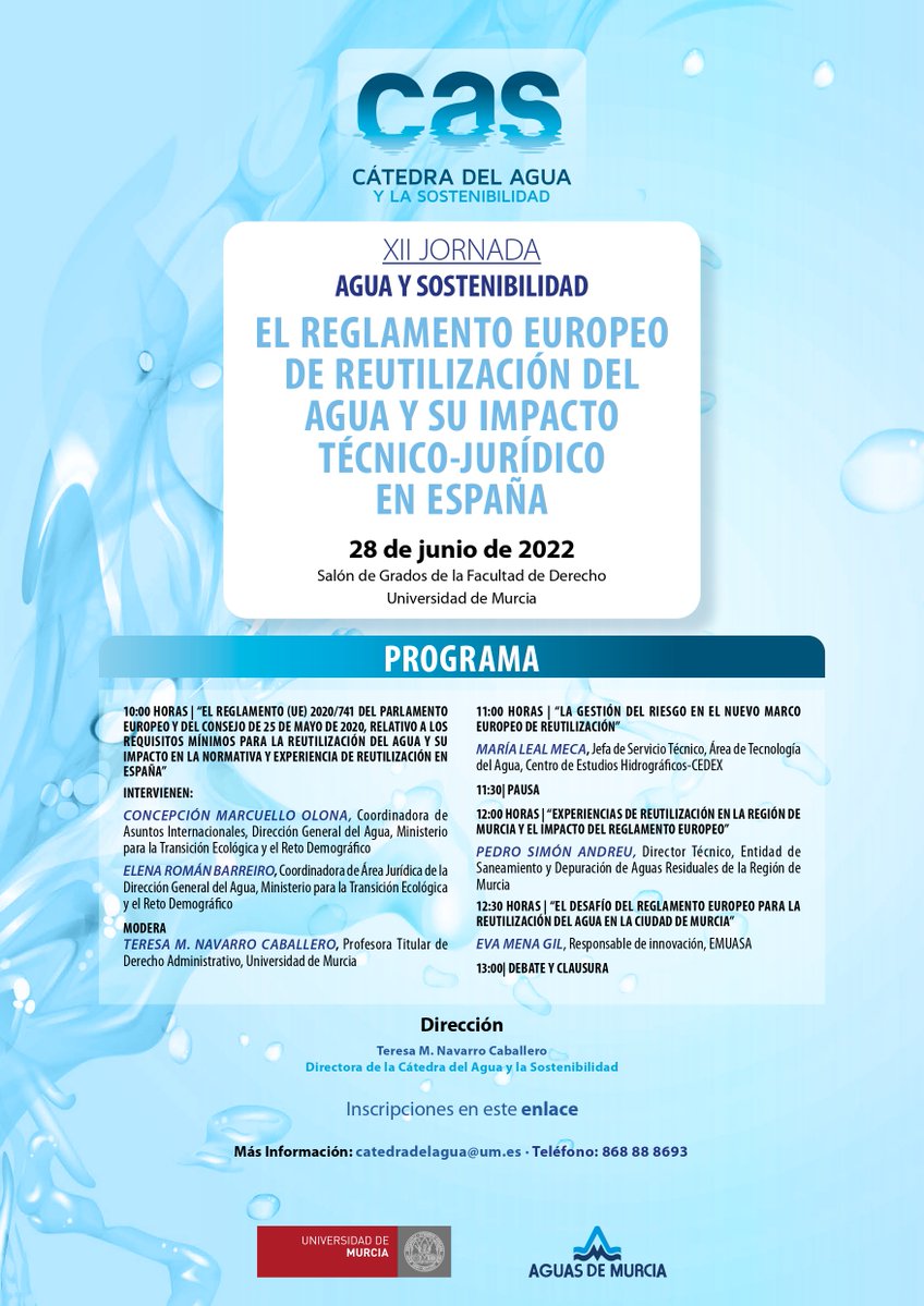EMUASA_Clientes's tweet photo. 📆 El 28 de junio os esperamos en la XII Jornada de Agua y Sostenibilidad dentro del espacio de investigación, formación y divulgación @CatedraAgua https://t.co/HwCFpFV16G