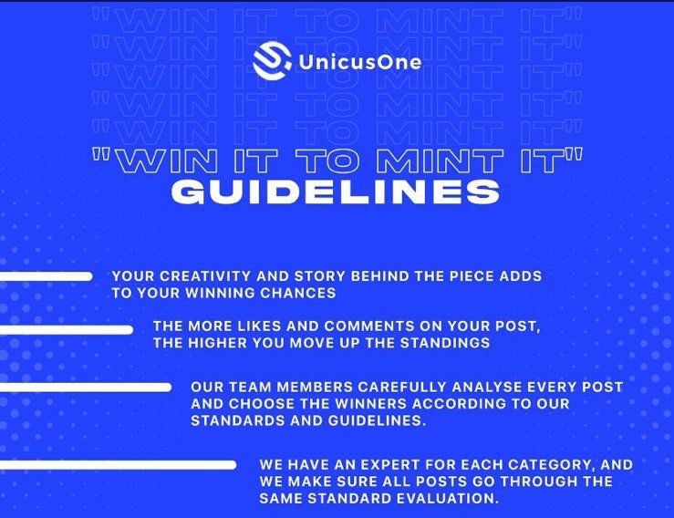 Unicus_One's tweet photo. There's still a chance to participate in the coolest Web3 contest, bringing you amazing cash prizes and much more UnicusOne presents 'Win it to mint it' Visit our page to know more!
#UnicusOne #UnicusOneContest #web3 #web3community #NFT #mintnft #web3contest #MetaverseNFT #Crypto https://t.co/uTbqajj6JK