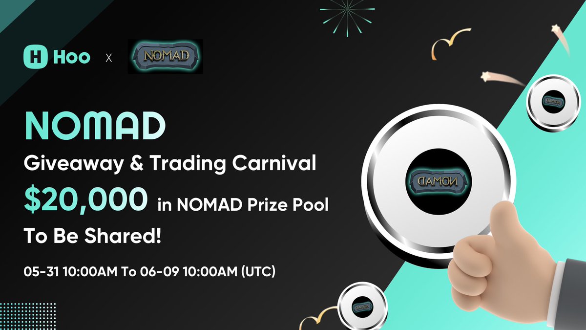 Hoo_exchange's tweet image. 1⃣️Retweet+Drop Your #Hoo UID
500 USDT Rewards in $NOMAD @nomadgame1 for 25ppl

2⃣️Register #Hoo To Get GiftCard: 
h5.dsew.shop/gift_card/home…

3⃣️Deposit NOMAD &amp;amp; Claim From A $5,000 Prize Pool

4⃣️Trade To Share 5,000USDT

Details:help.hoorhi.shop/hc/en-us/artic…

#Giveaway #Airdrop