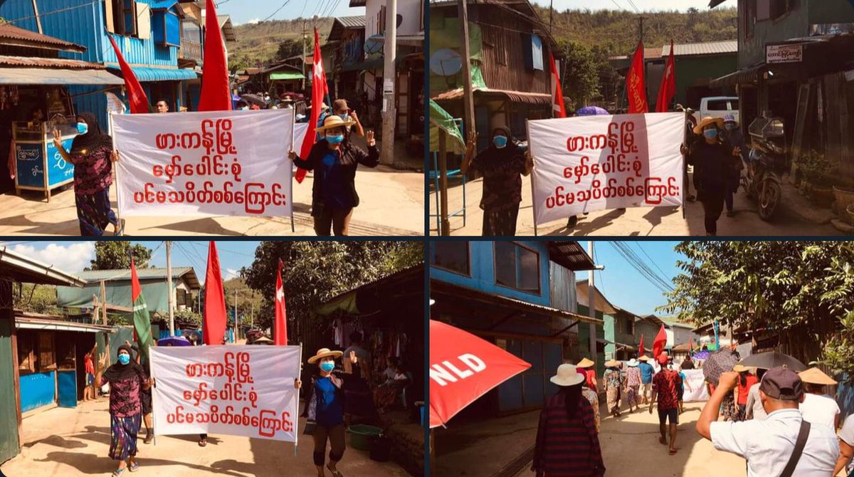 Multi-ethnic groups from Phakant rallied and took a stride with their great momentum to voice out their strong opposition towards military dictatorship.   #2022May31Coup #HelpMyanmarIDPs #WhatsHappeningInMyanmar