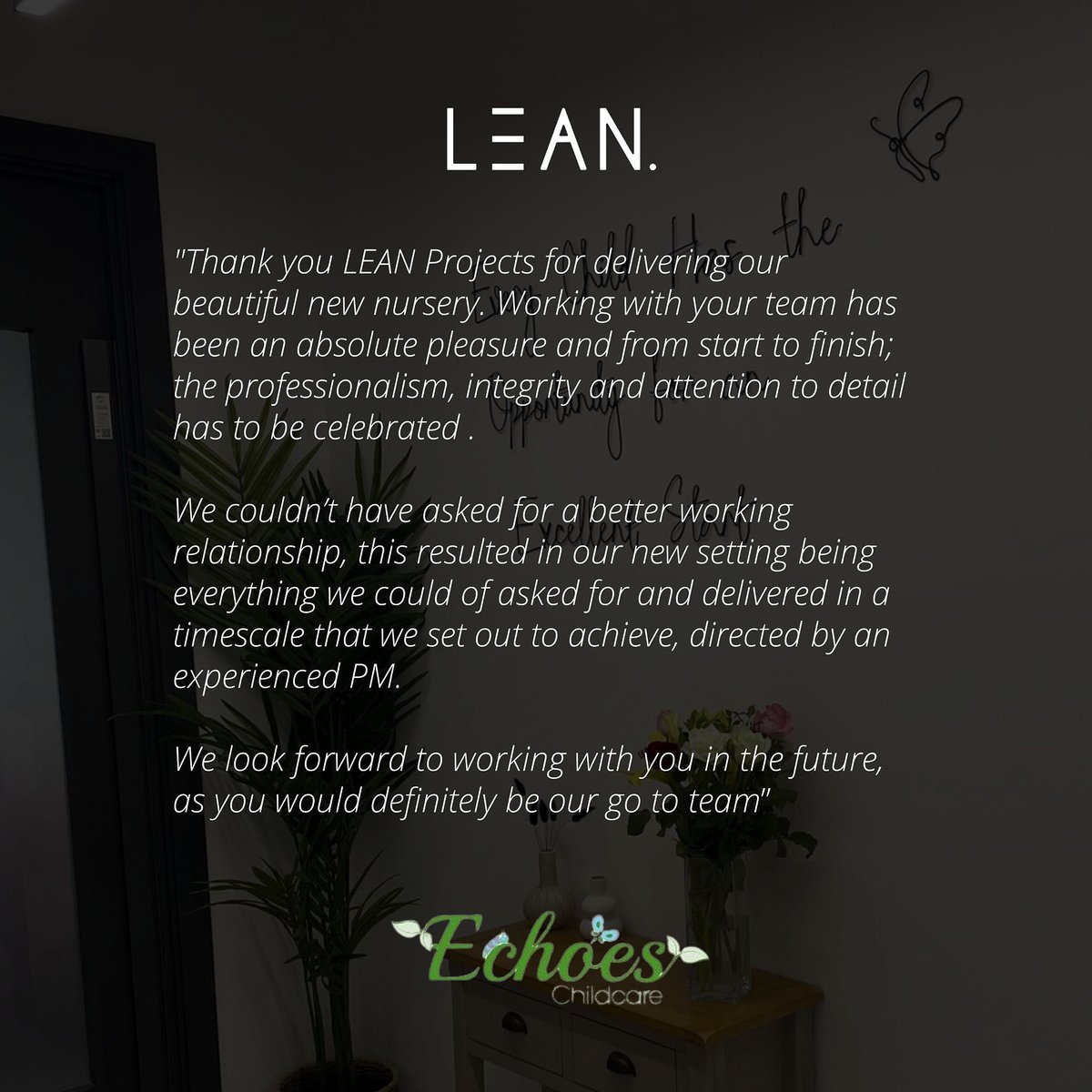 lean_projects's tweet image. It has been a pleasure to deliver a brand new nursery for Echoes Childcare!  

This excellent facility, now open here at Winslade Park, comprises of a modern fit-out with plenty of both indoor and outdoor spaces for the children to enjoy. 

Have a read of this testimonial…
