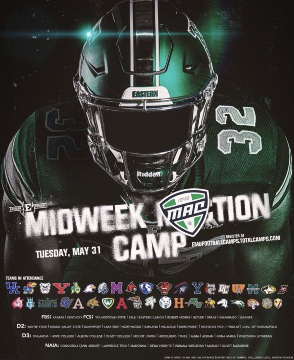 Excited to be able to compete this afternoon! <a href="/EMUFB/">Eastern Michigan Football</a> <a href="/HEDslhsfootball/">South Lyon Football</a>