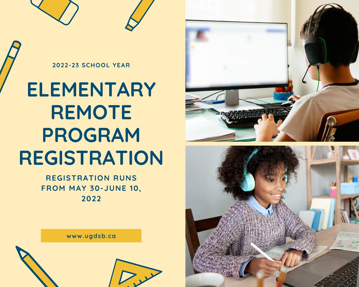 ICYMI: Registration for the 2022-23 Elementary Remote Program (ERP) is open! If you would like to attend the ERP next year, please register by June 10 at 4pm. Your decision is for the full year. ERP program info at: ow.ly/1toO50Jl6gO