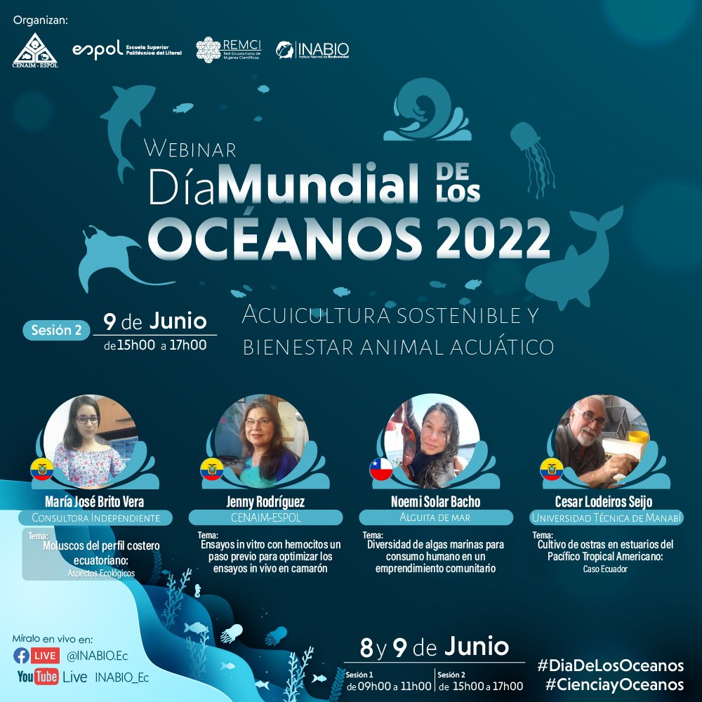 Reducir el impacto de la acuicultura y optar por el cultivo de especies de bajo impacto son las tendencias de los últimos años. Esta sesión del webinar #DíaMundialDeLosOcéanos2022 tratara sobre el desarrollo de una #AcuiculturaSostenible y el bienestar de las especies cultivadas