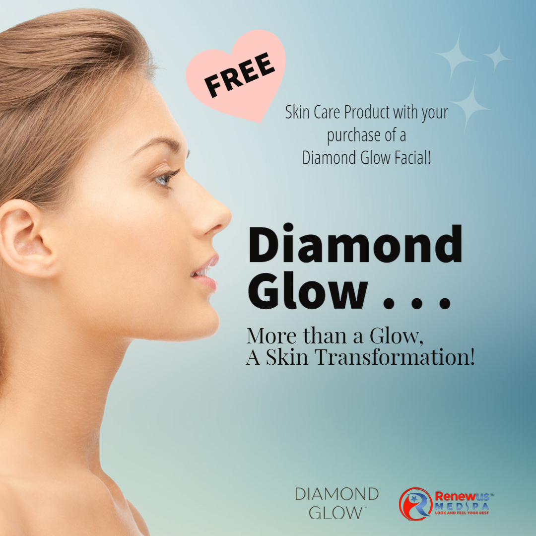Free skin care product with Diamond Glow Facial

Call to schedule your appointment!
888-210-3054
renewusmedspa.com **Conditions Appy**
**Deals, promos, offers cannot be combined**

#diamondglow #Renewuswc #diamondglowdeal #dermalinfusion #medspa #botox #filler #medspadeal