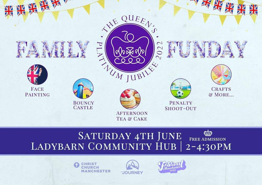 Looking forward to our Jubilee Family Funday this Sat, 2-4:30pm @ ladybarn community hub. Everyone Welcome. Spread the word. instagr.am/p/CeOZ1VSM8Jm/