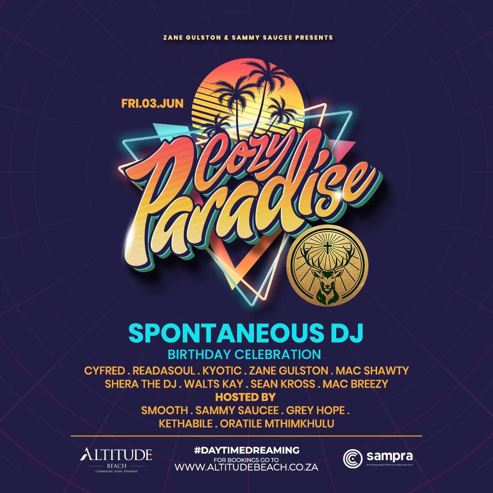 Celebrating your favorite party DJ @Spontaneous_Dj this Friday at @AltitudeBeach with @cyfred_16, @kyotic, @ReaDaSoul, @zanegulston, @mac_shawtydj, @SheraTheDJ, @WaltsKay, @iamSeanKross, @Mac_BreezySA, @smooth_lsa 🔥🔥🔥🔥🔥