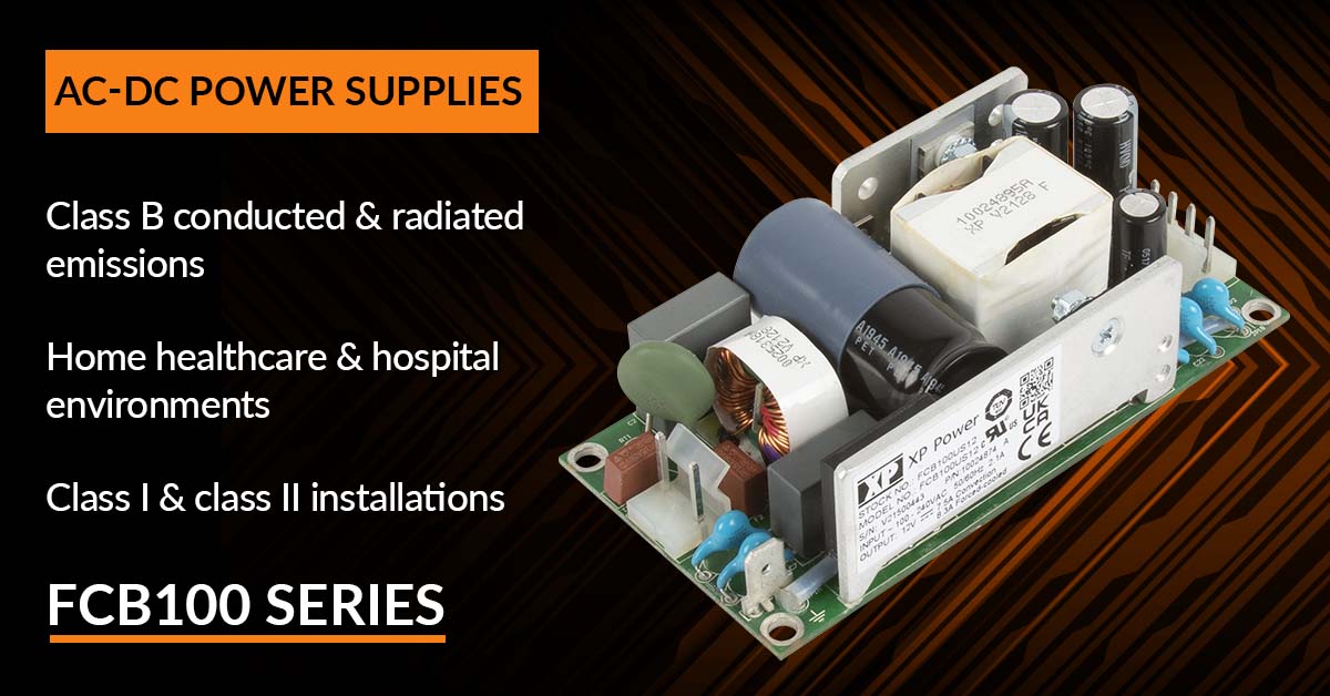 xppower's tweet photo. Pleased to announce our new Medical (BF), ITE and household certified 100W AC-DC power supplies. READ MORE: https://t.co/yivKKBao0b

• Compact 4" x 2" x 1.25" package
• Wide 80 - 264VAC input range
• Full power at 90VAC input and 50°C

#acdcpowersupplies #medicalpowersupplies https://t.co/in4DVQW7X2