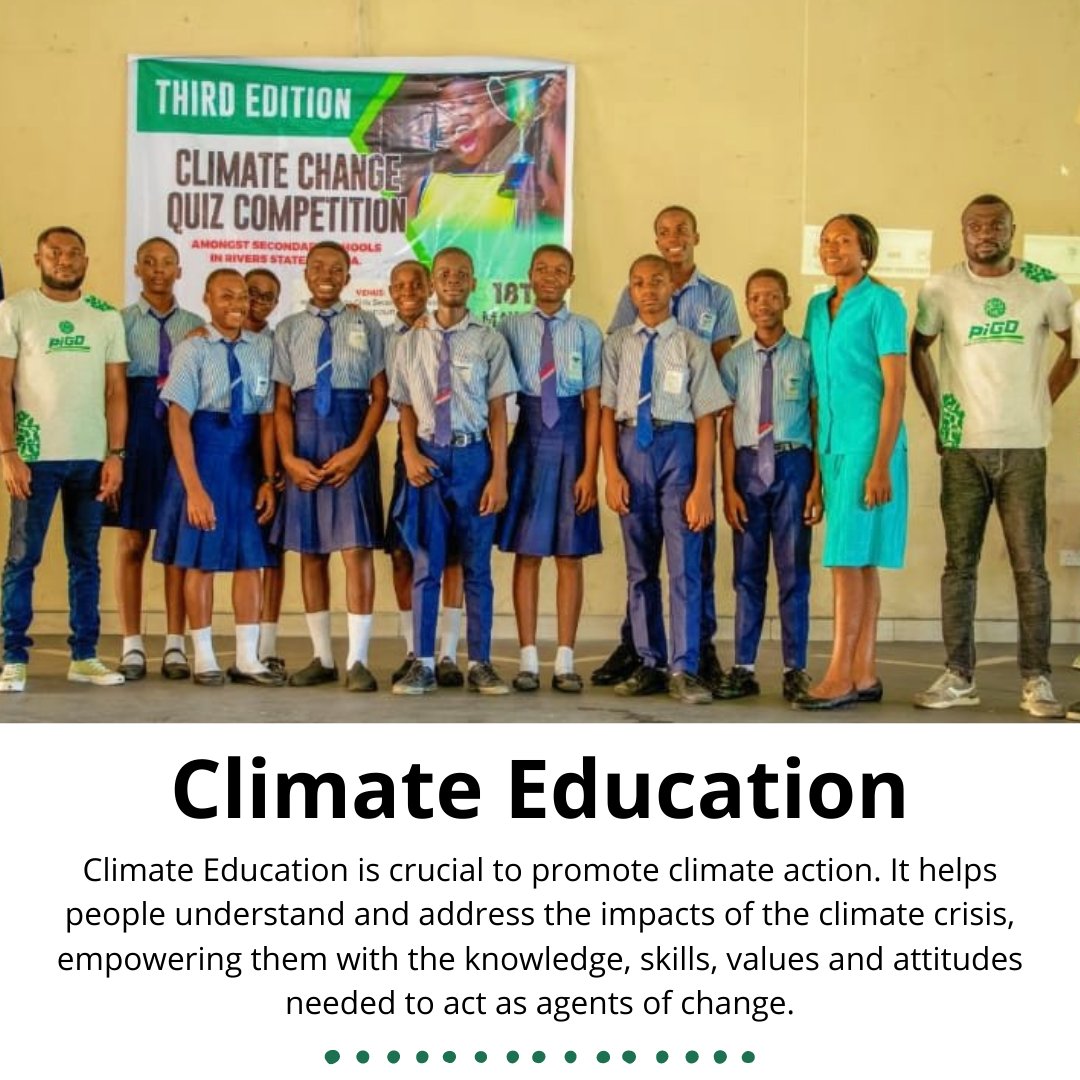 Pigdgreen's tweet photo. Climate Education is crucial to promote climate action. It helps people understand and address the impacts of the climate crisis, empowering them with the knowledge, skills, values and attitudes needed to act as agents of change. https://t.co/7iyUldILrV